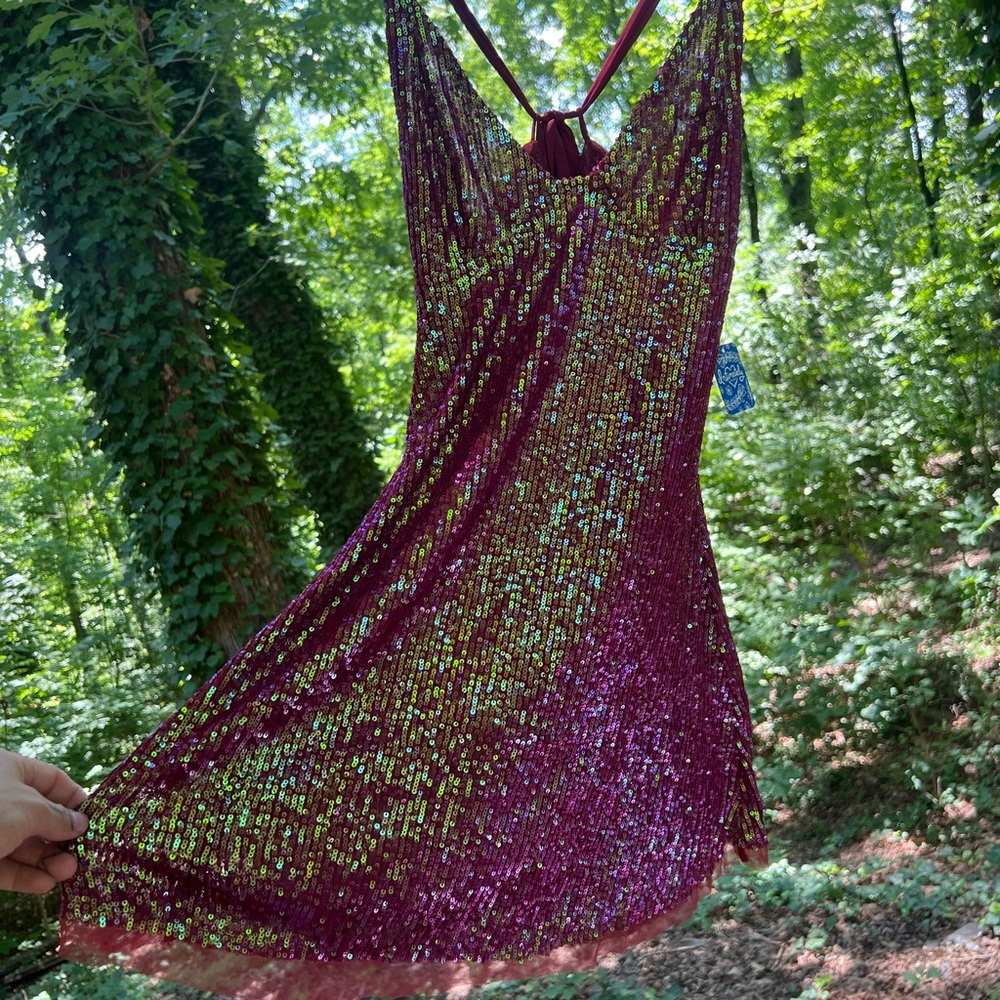 Free People Gold Rush Mini dress in Maroon